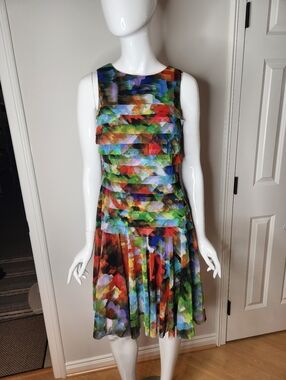London Times Multicolor Tiered Floral-Print Sleeveless Dress